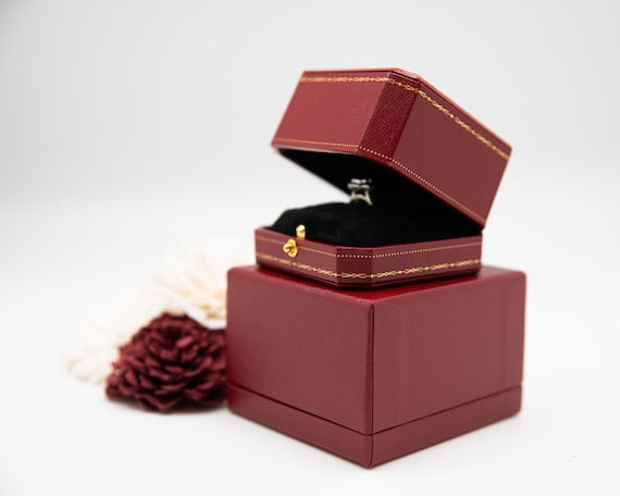 Caja de Anillo para Compromiso Propuesta Regalo Joyas Lujo Naranja | Grado B