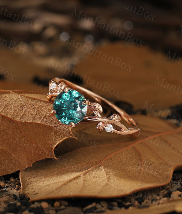 Anillo Azul Verde con Cristal Elegante 8 mm | Grado B