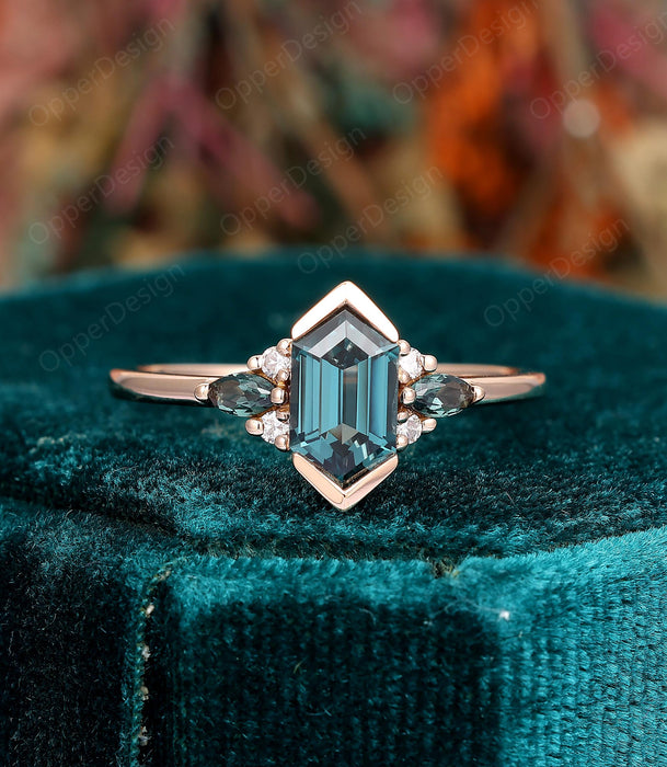 Anillo Azul Verde con Cristal Elegante 8 mm | Grado B