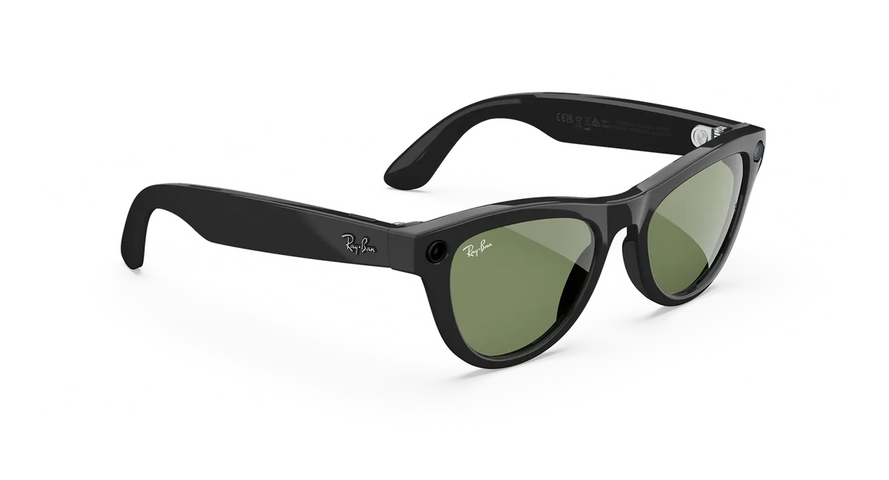 Lentes Inteligentes Ray-Ban Meta Skyler (Gen 2) | Negro Brillante + Micas Verde | Meta Ai + Cámara + Audio Open-Ear | Batería De Mayor Duración | Grado A