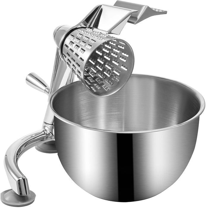 Rallador de Queso Rotatorio Manual Vevor (Trituradora Vegetal, Plateado) | Grado A