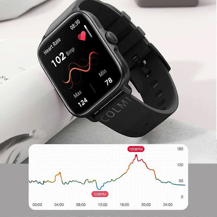 SMARTWATCH COLMI P SERIES P28 PLUS 1.69  CAJA 36MM DE ALEACION NEGRA, MALLA  NEGRA DE  SILICONA GRADO A