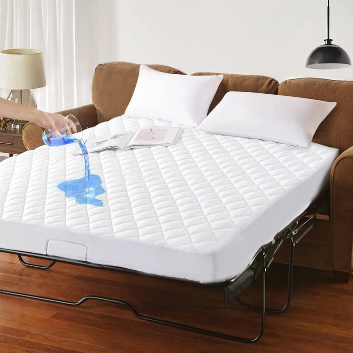 GRT TWIN XL WATERPROOF MATTRESS PAD, 100% WATERPROOF QUILTED FITTED MATTRESS PROTECTOR, NOISELESS HOLLOW COTTON MATTRESS COVER, FITTED 8"-19" DEEP, DUST PROOF 2 GRADO A