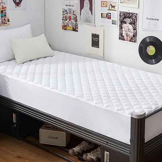GRT TWIN XL WATERPROOF MATTRESS PAD, 100% WATERPROOF QUILTED FITTED MATTRESS PROTECTOR, NOISELESS HOLLOW COTTON MATTRESS COVER, FITTED 8"-19" DEEP, DUST PROOF 2 GRADO A