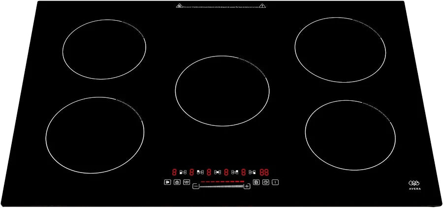 PARRILLA DE INDUCCIÓN 5 ZONAS 77CM 220 V 7621 W AVERA PIV577 NEGRO GRADO B