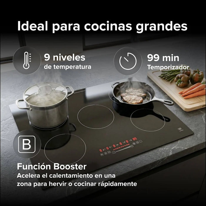 PARRILLA DE INDUCCIÓN 5 ZONAS 77CM 220 V 7621 W AVERA PIV577 NEGRO GRADO B