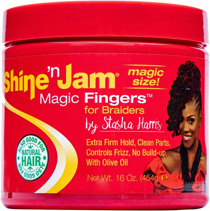 HAIR GEL AMPRO SHINE-N-JAM MAGIC FINGERS 473ML W/ OLIVE OIL GRADO B