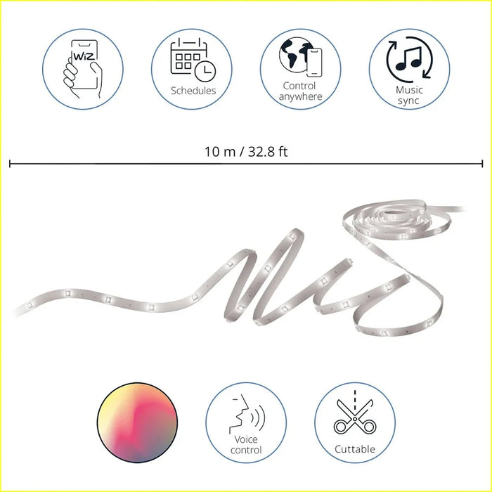 TIRA INTELIGENTE WIZ RGBIC DE 10 METROS LUZ MULTICOLOR RGB GRADO A