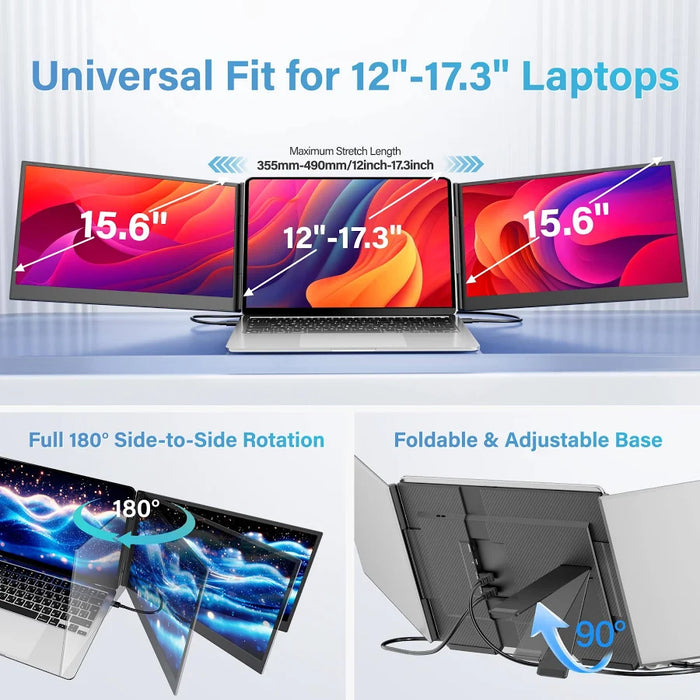 Pantalla Externa Triple 15.6  Fhd Para Laptop Win/ GRADO A
